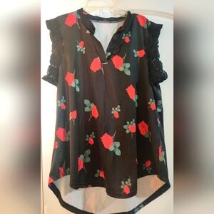 Loveudear Women's Sleeveless, High/Low, V-neck Top, Size L